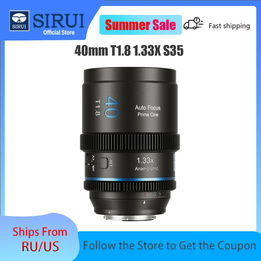 SIRUI 40mm T1.8 1.33X S35 Anamorphic Lens Autofocus Lens Large Aperture Cine Lenses For Sony E Nikon Z Fuji X M4/3 L Mount
SIRUI 40mm T1.8 1.33X S35 Anamorphic Lens Autofocus Lens Large Aperture Cine Lenses For Sony E Nikon Z Fuji X M4/3 L Mount