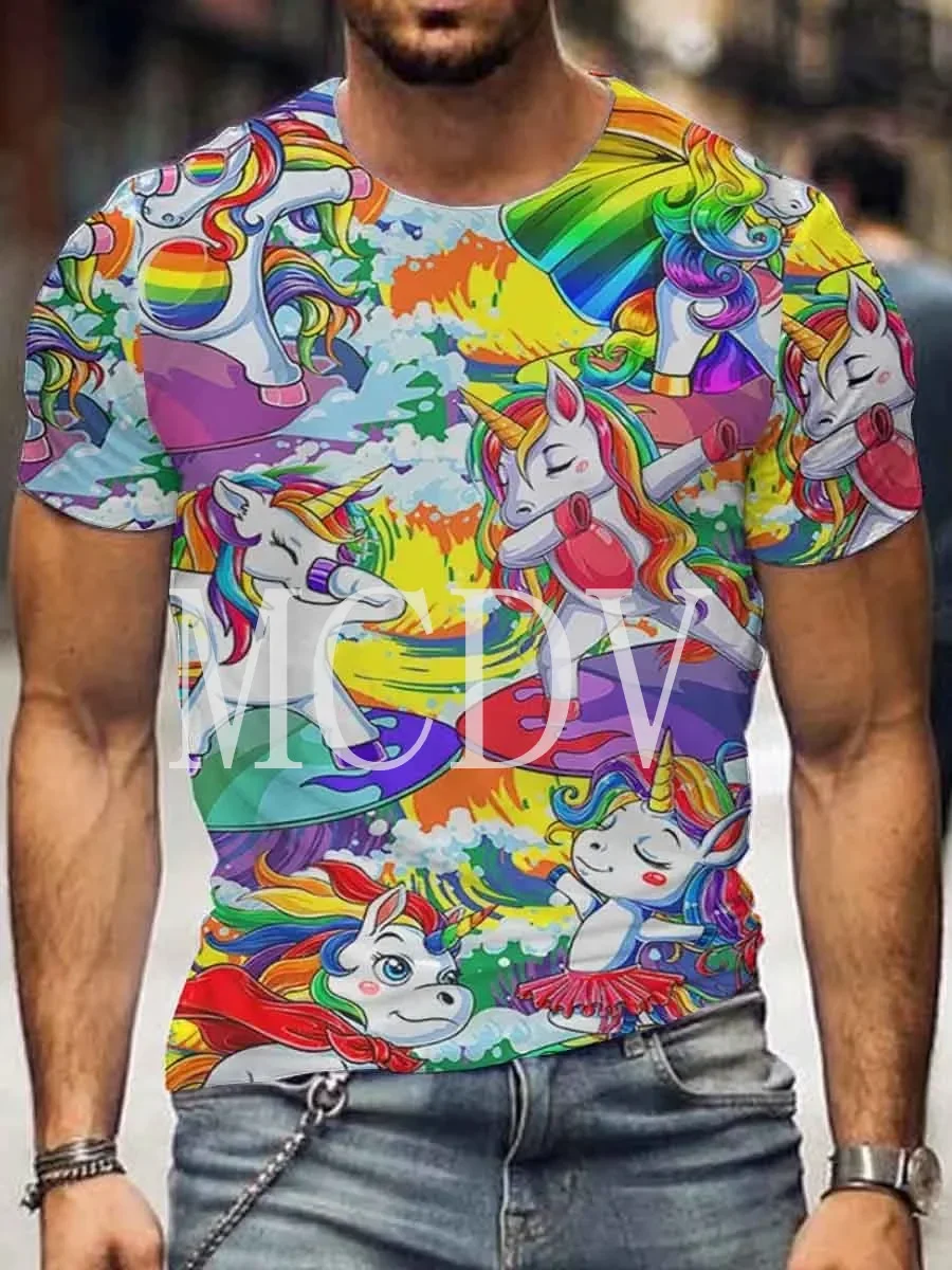 2023 Summer Men's Printed Casual Crew Neck Short Sleeve T-Shirt Rainbow Unicorn Hawaiian 3D Printed T Shirt
2023 Summer Men's Printed Casual Crew Neck Short Sleeve T-Shirt Rainbow Unicorn Hawaiian 3D Printed T Shirt