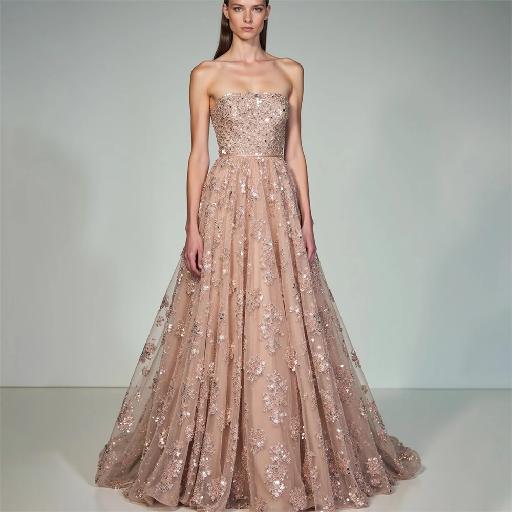 Изысканные вечерние платья для элегантных женщин: роскошные платья без бретелек и рукавов с шлейфом-чапел, драпированные, для торжественных случаев, кружевное платье
Изысканные вечерние платья для элегантных женщин: роскошные платья без бретелек и рукавов с шлейфом-чапел, драпированные, для торжественных случаев, кружевное платье