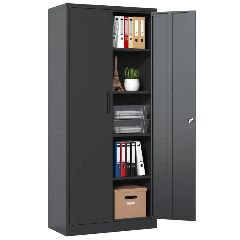 72" Black Metal Garage Storage Cabinet with 4 Shelves, Lockable Doors, Tall Tool Cabinet for Home Office, Classroom, Pantry
72" Black Metal Garage Storage Cabinet with 4 Shelves, Lockable Doors, Tall Tool Cabinet for Home Office, Classroom, Pantry