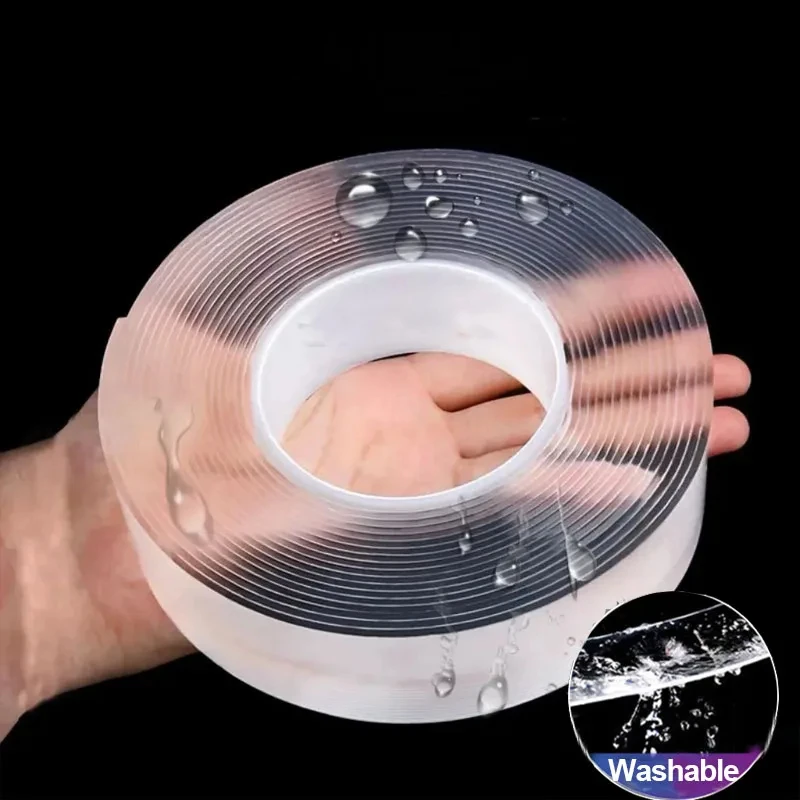 Nano Tape Super Strong Double-Sided Adhesive Tape Transparent Reusable Waterproof Tapes Heat Resistance Bathroom Home Decoration 
Nano Tape Super Strong Double-Sided Adhesive Tape Transparent Reusable Waterproof Tapes Heat Resistance Bathroom Home Decoration