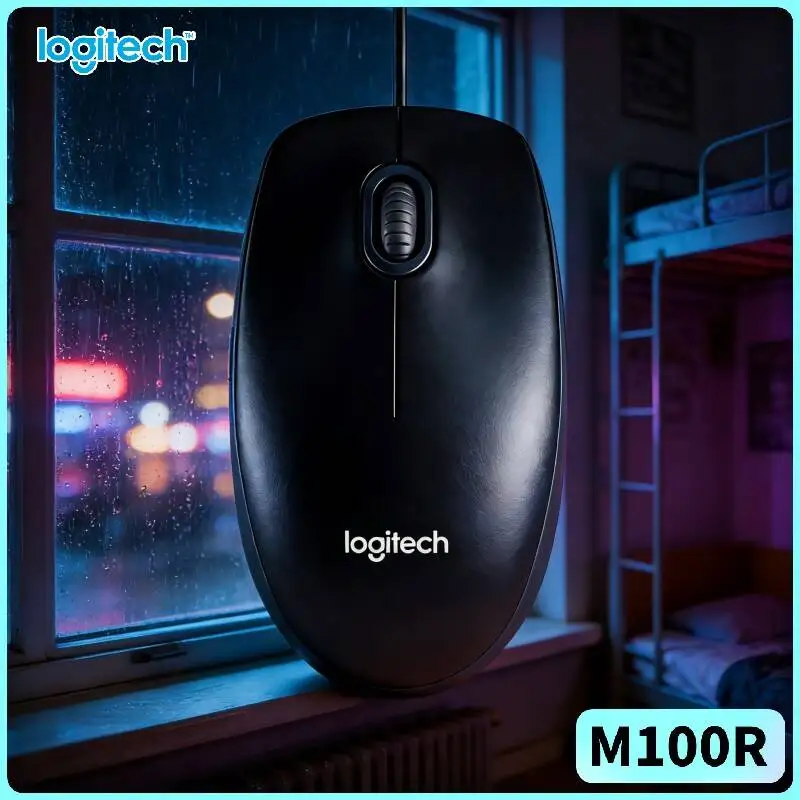 Logitech M100R Wired USB Optical Mouse 1000DPI Ambidextrous High Precision for PC Mac Desktop Laptop Blog Writing Tasks