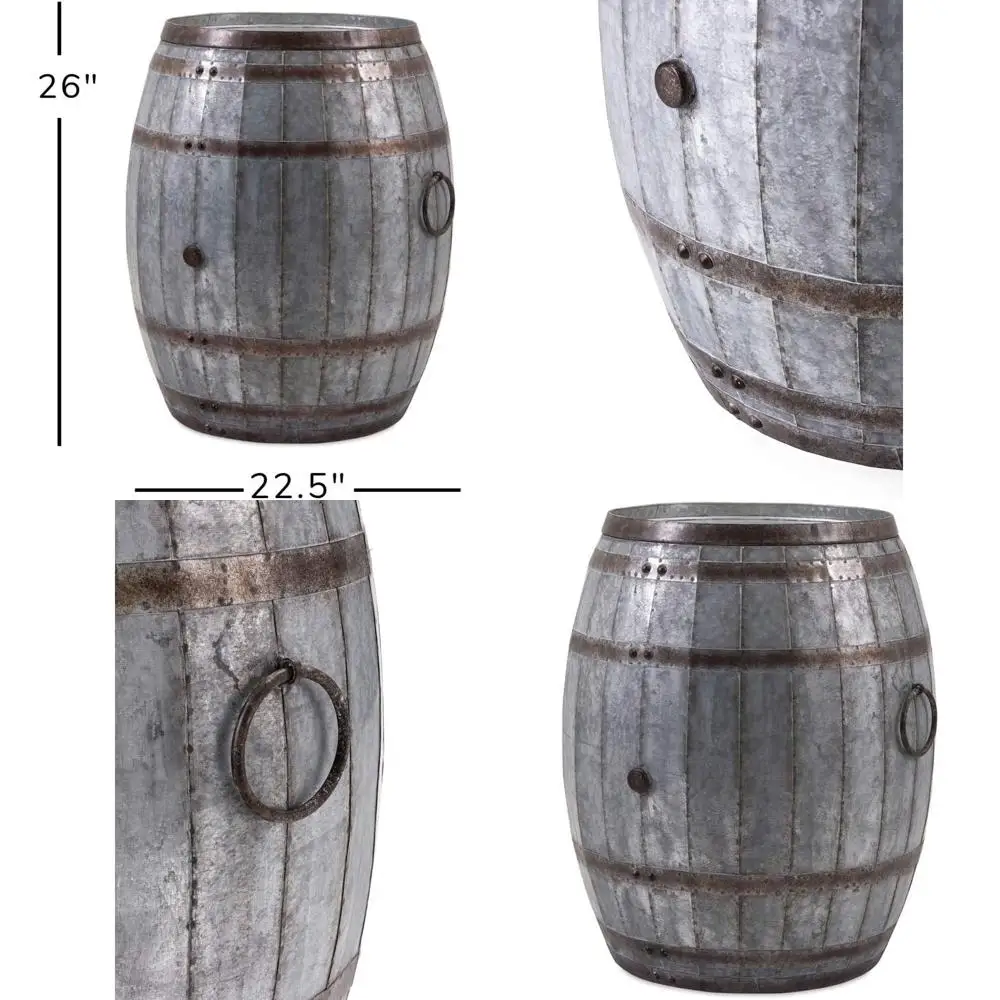 Vintage Iron Wine Barrel Table - Rustic Metal Accent Furniture for Home Bar
Vintage Iron Wine Barrel Table - Rustic Metal Accent Furniture for Home Bar