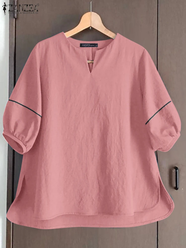 ZANZEA Half Puff Sleeve High-Low Blusas Mujer 2025 Summer Casual Crinkled Texture V-Neck Blouses Women Contrast-Piping Smock Top
ZANZEA Half Puff Sleeve High-Low Blusas Mujer 2025 Summer Casual Crinkled Texture V-Neck Blouses Women Contrast-Piping Smock Top