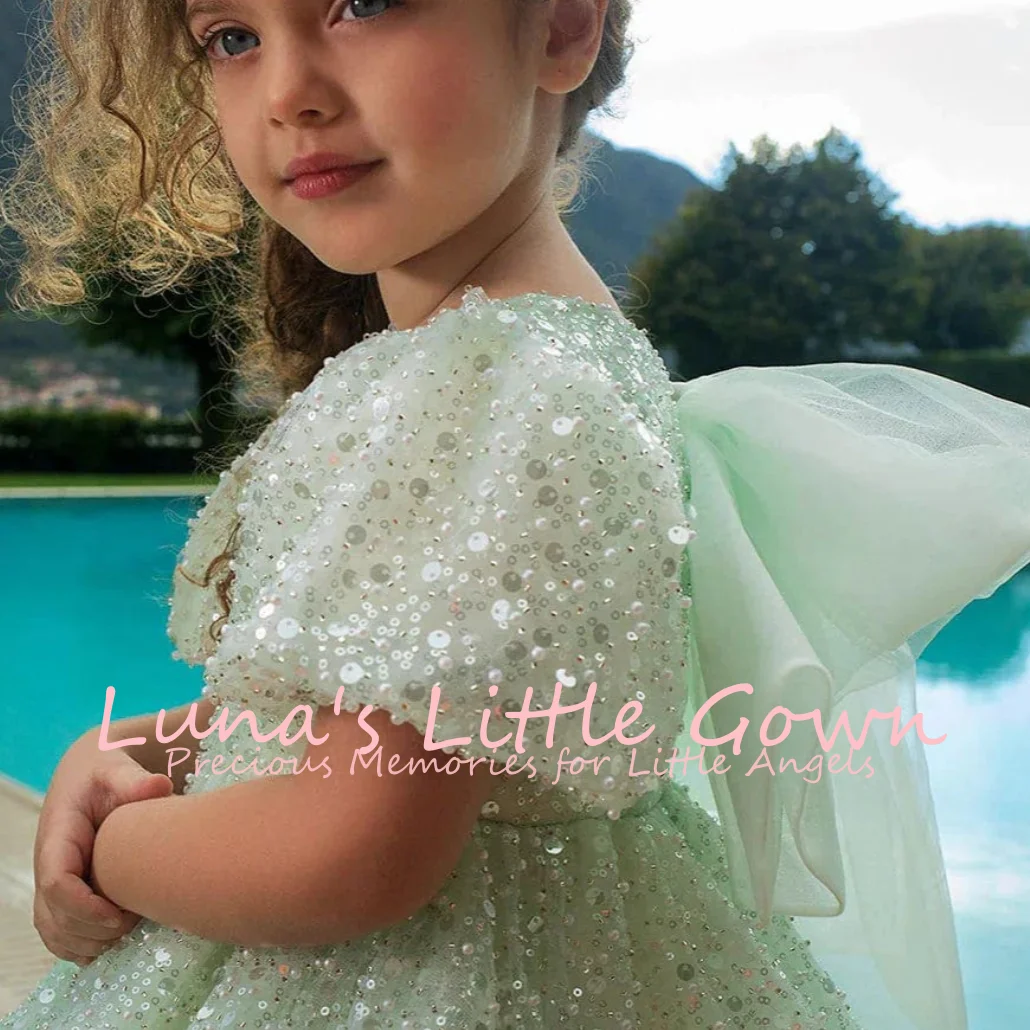 Light Green Allover Beaded & Sequin Puff Sleeve A-Line Dress Kids Birthday Party & Wedding Flower Girl Pageant Gown Customized
Light Green Allover Beaded & Sequin Puff Sleeve A-Line Dress Kids Birthday Party & Wedding Flower Girl Pageant Gown Customized