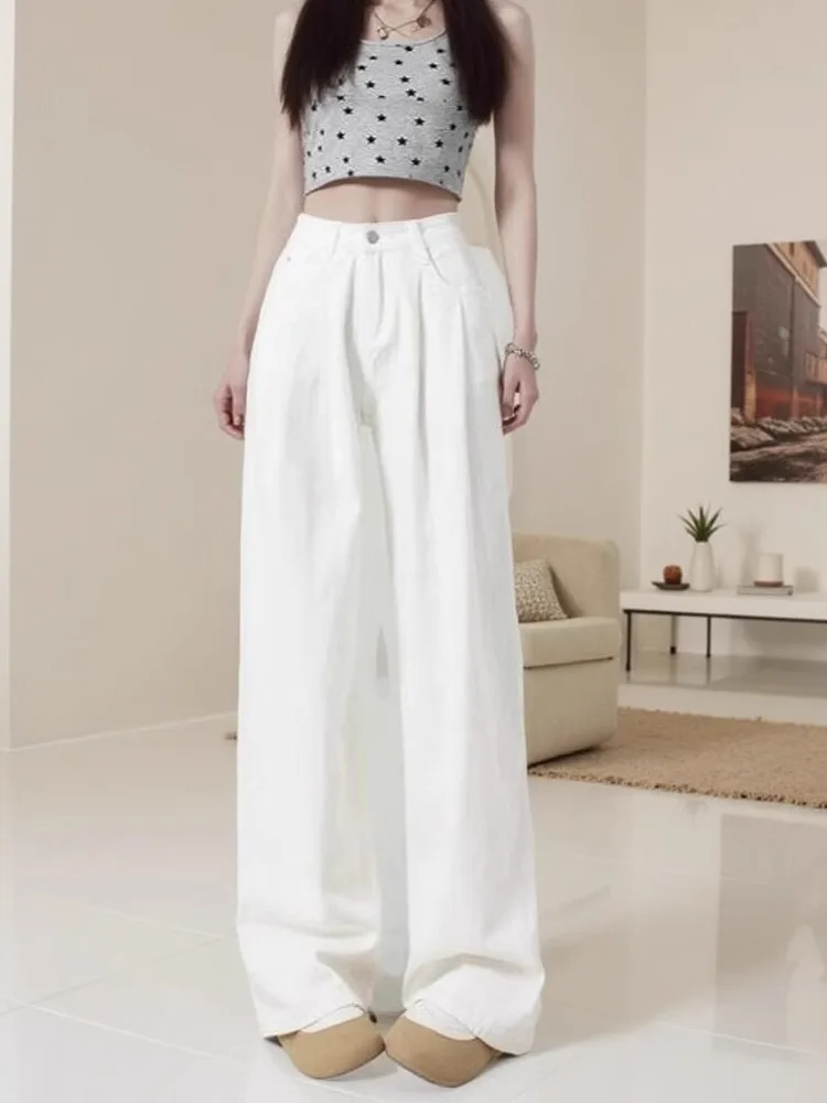 High Waist Wide Leg Denim Jeans Women's Spring 2025 New Style Loose Slimming Versatile Straight Long Pants Trendy White
High Waist Wide Leg Denim Jeans Women's Spring 2025 New Style Loose Slimming Versatile Straight Long Pants Trendy White