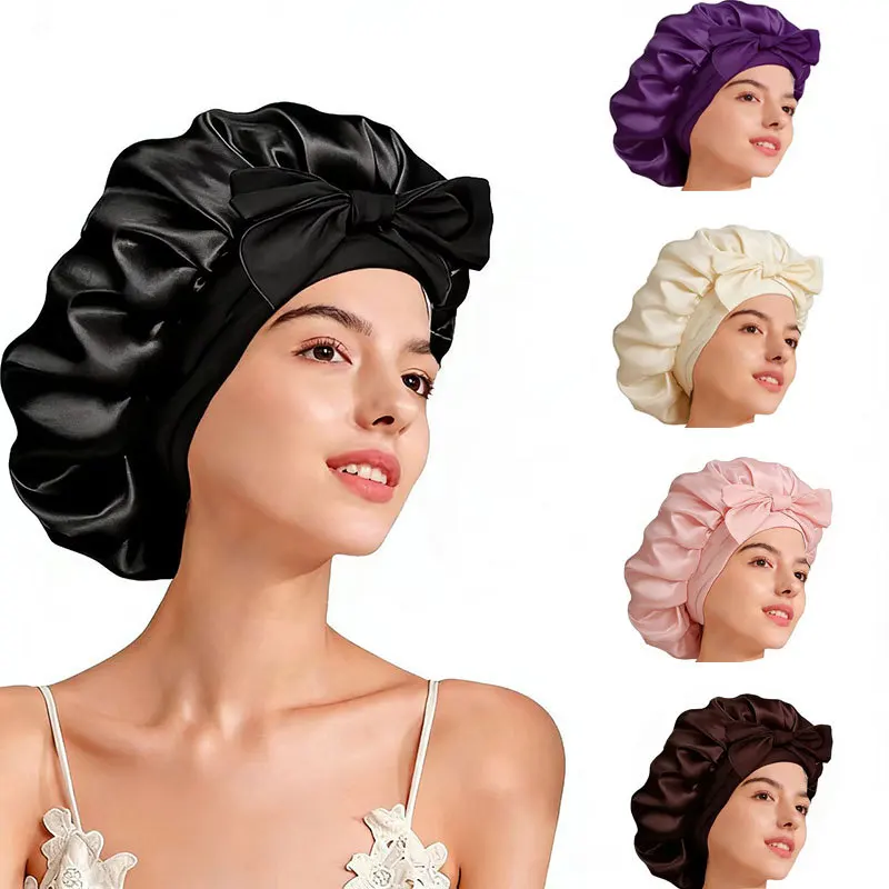 Satin Bow Sleep Bonnet with Ribbon - Women's Hair Care Night Cap Soft & Stylish Turban Hat, Ideal for Beauty Postpartum Recovery
Satin Bow Sleep Bonnet with Ribbon - Women's Hair Care Night Cap Soft & Stylish Turban Hat, Ideal for Beauty Postpartum Recovery