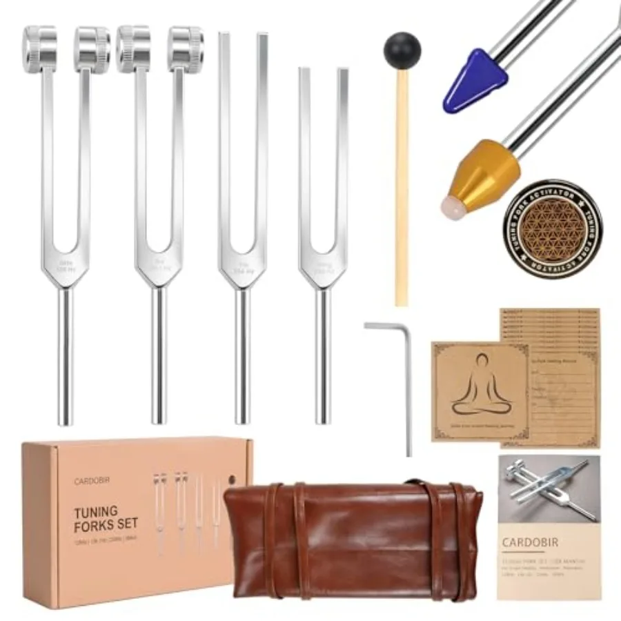 Tuning Forks for Sound Healing Set 128Hz, 136.1Hz, 256Hz and 384Hz Aluminum Alloy Therapy Tools with Activator for Meditation a
Tuning Forks for Sound Healing Set 128Hz, 136.1Hz, 256Hz and 384Hz Aluminum Alloy Therapy Tools with Activator for Meditation a