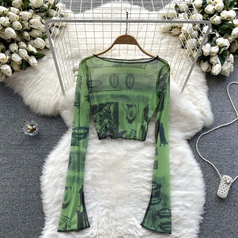 Spicy Girl Thin Style Niche Design Printed Long Sleeved T-Shirt Top Women's Clothing Retro Short Style T-Shirt Small Top
Spicy Girl Thin Style Niche Design Printed Long Sleeved T-Shirt Top Women's Clothing Retro Short Style T-Shirt Small Top