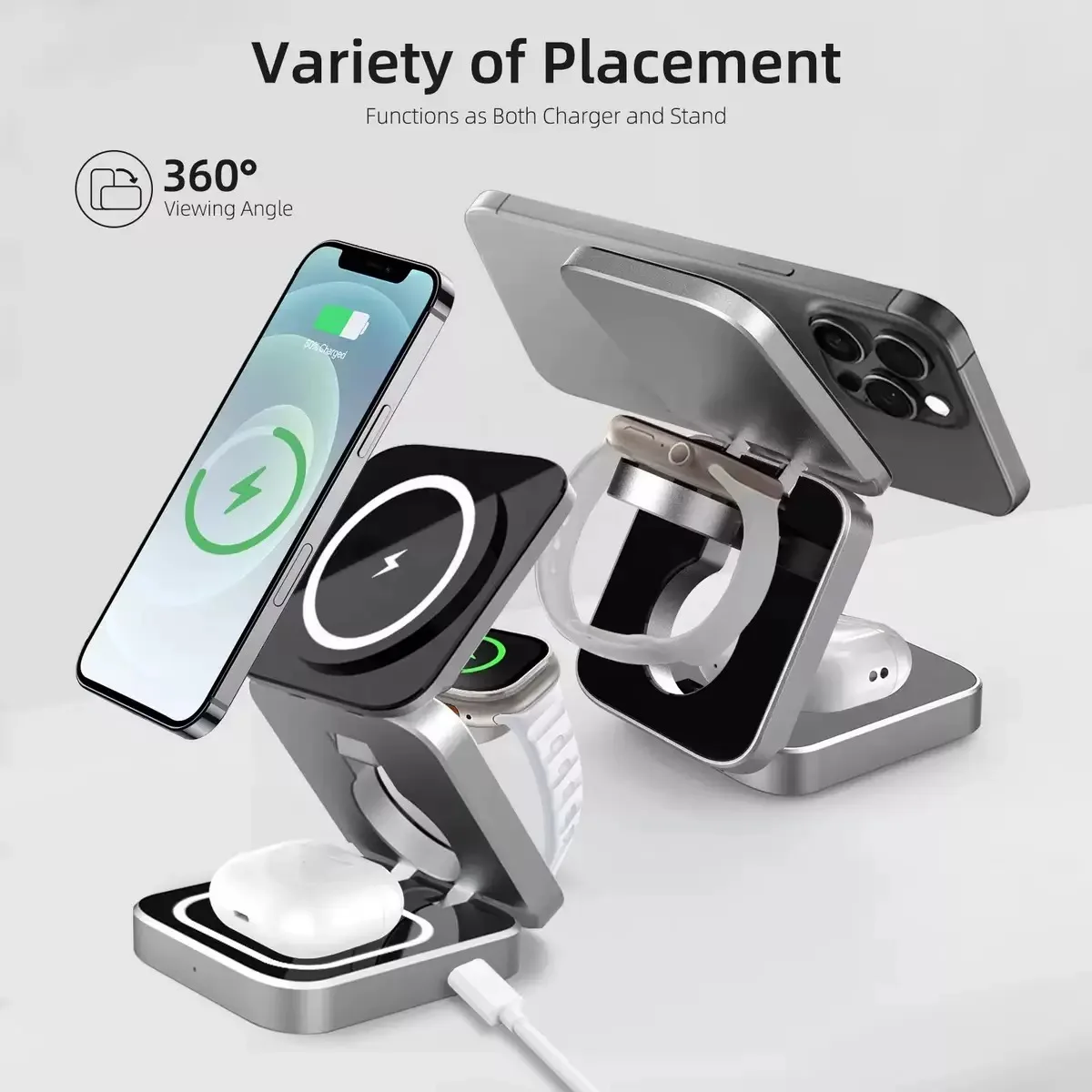 Foldable Desktop 3 IN 1 Magnetic Phone Fast Wirreless Charger For Magsafe IPhone 16 15 14 13 12 Apple Watch 10/9/8/7/6/5 Airpods
Foldable Desktop 3 IN 1 Magnetic Phone Fast Wirreless Charger For Magsafe IPhone 16 15 14 13 12 Apple Watch 10/9/8/7/6/5 Airpods