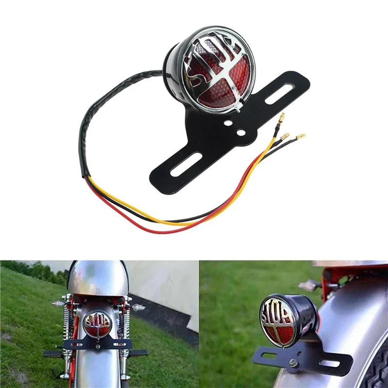 BT-2X Motorcycle Retro Taillight Miller Stop Tail Light Number Plate Rear Lamp Bracket Chopper Brake Stop Light 
BT-2X Motorcycle Retro Taillight Miller Stop Tail Light Number Plate Rear Lamp Bracket Chopper Brake Stop Light