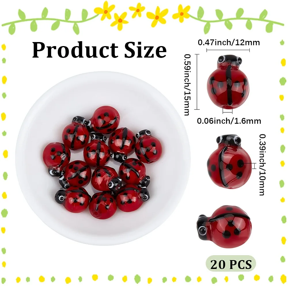 20Pcs Handmade Lampwork Beads Ladybug Dark Red 15x12x10mm Hole: 1.6mm
20Pcs Handmade Lampwork Beads Ladybug Dark Red 15x12x10mm Hole: 1.6mm
