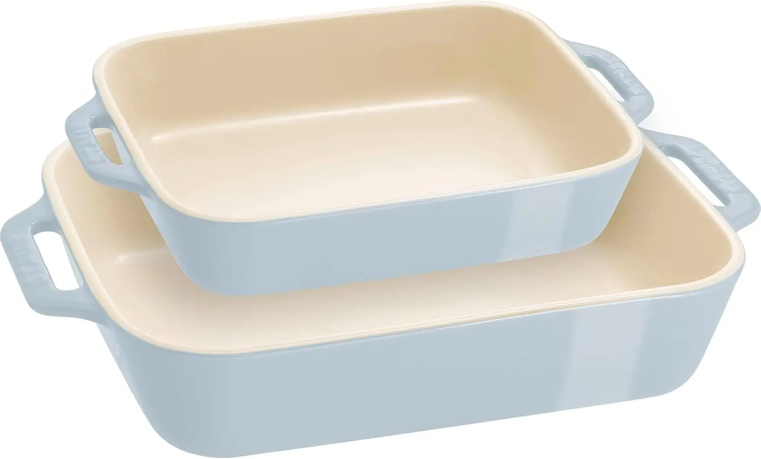 Pastel Blue Ceramic Rectangular Baking Dish Set, 2-Piece Oven-to-Table Bakeware
Pastel Blue Ceramic Rectangular Baking Dish Set, 2-Piece Oven-to-Table Bakeware
