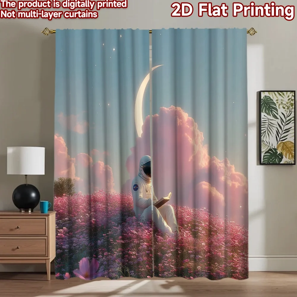 2D flat printing 2pcs Window Curtains Astronaut Reading Pink Flowers Moon_a Digital Printed Polyester Drapes Festive Wall Decor
2D flat printing 2pcs Window Curtains Astronaut Reading Pink Flowers Moon_a Digital Printed Polyester Drapes Festive Wall Decor