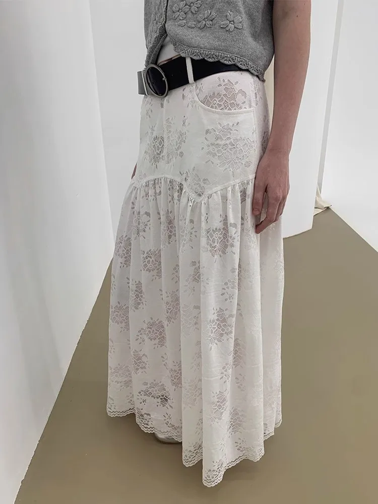 Fashion Elegant Skirts Solid Color Lace Patchwork Folds Pockets High Waist Skirt Design All Match Female Slim Women's Clothing
Fashion Elegant Skirts Solid Color Lace Patchwork Folds Pockets High Waist Skirt Design All Match Female Slim Women's Clothing