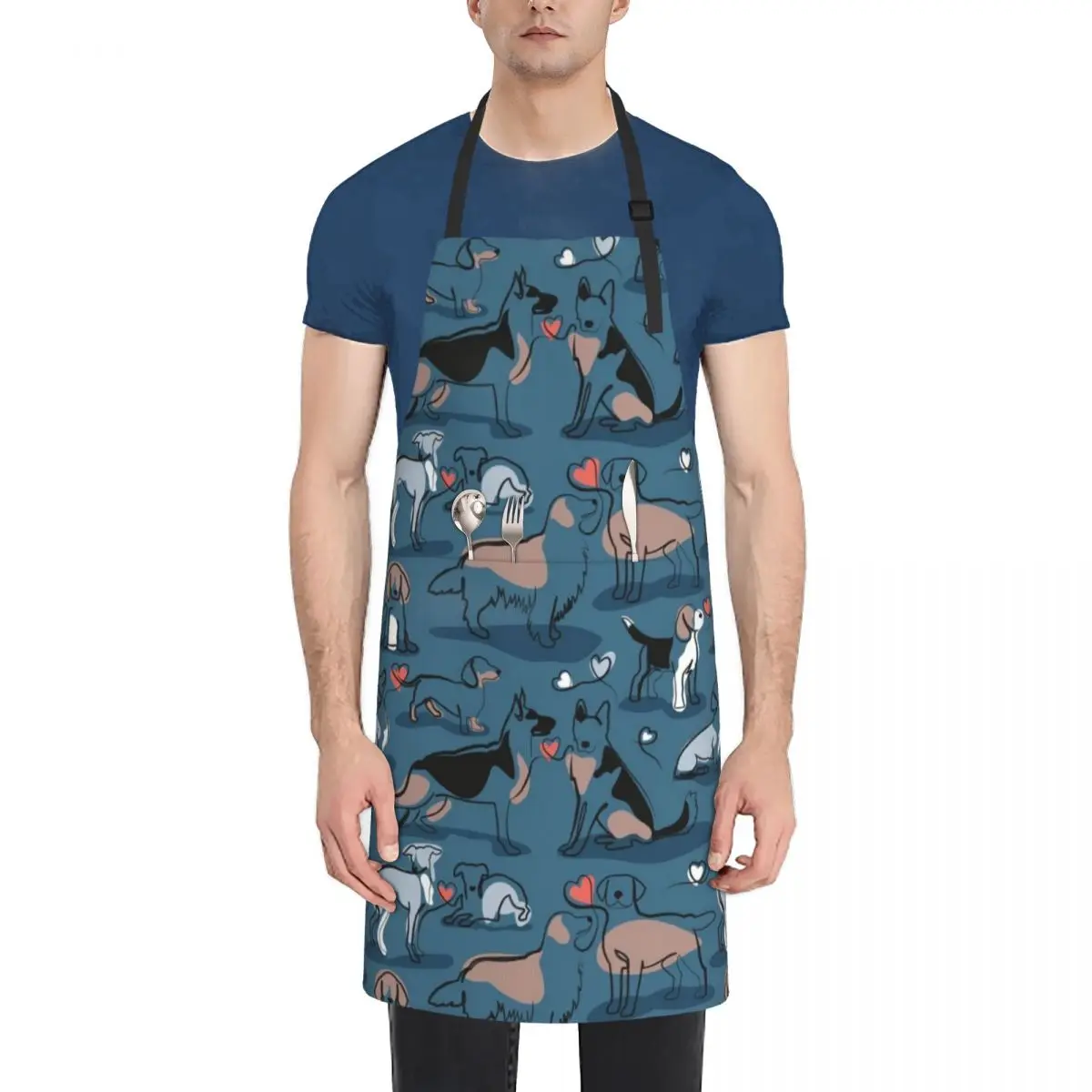 Woof endless love // dark teal background coral hearts continuous lined pair of dog breeds Apron Costume Waiter Apron
Woof endless love // dark teal background coral hearts continuous lined pair of dog breeds Apron Costume Waiter Apron