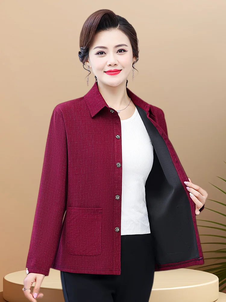 Spring New Style Long Sleeve Shirt Casual Short Coat for Middle-Aged And Elderly Women Breathable Lightweight Polyester Fiber
Spring New Style Long Sleeve Shirt Casual Short Coat for Middle-Aged And Elderly Women Breathable Lightweight Polyester Fiber