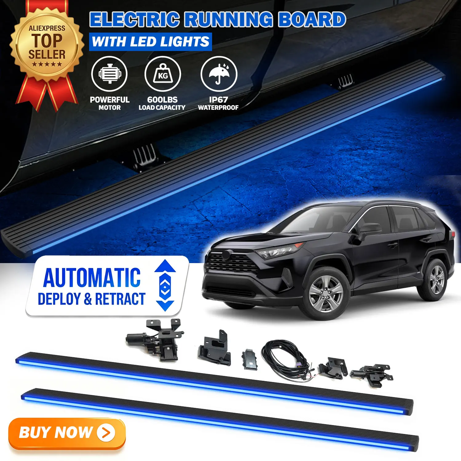Fits For Toyota RAV4 2020-2025 Deployable Power Electric Running Boards with LED Light Strips Side Step Nerf Bars
Fits For Toyota RAV4 2020-2025 Deployable Power Electric Running Boards with LED Light Strips Side Step Nerf Bars