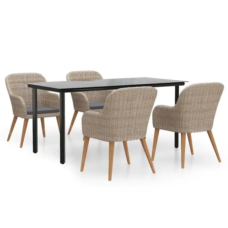 Garden Dining Set Table: Black, Chairs: Brown, Cushions: Dark Grey
Garden Dining Set Table: Black, Chairs: Brown, Cushions: Dark Grey
