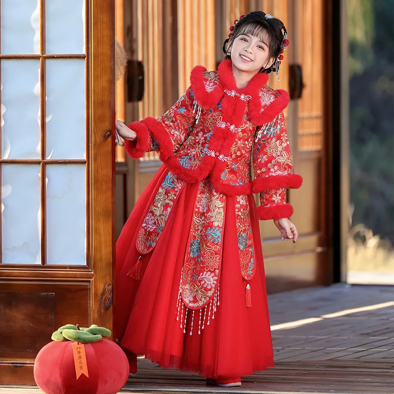 Детское зимнее теплое платье-ханьфу для девочек, китайский наряд в стиле Тан, подарок на день рождения, одежда для детей на Китайский Новый год 2026
Детское зимнее теплое платье-ханьфу для девочек, китайский наряд в стиле Тан, подарок на день рождения, одежда для детей на Китайский Новый год 2026