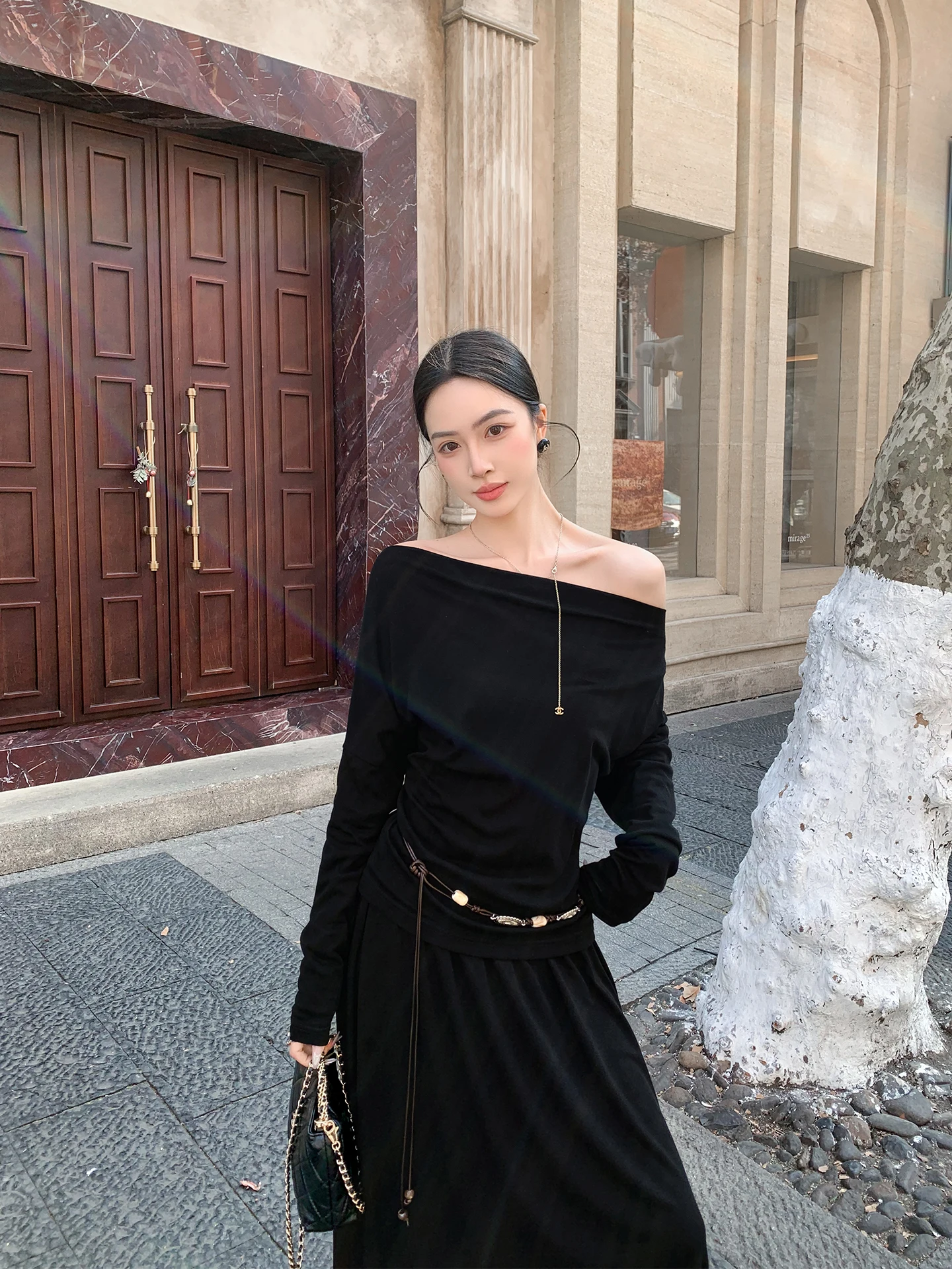 Binguo Vintage Bla-oulder Knitted Top And Skirt Two-Piece Set Women's Faion Ele Sle Spring Casual Wear
Binguo Vintage Bla-oulder Knitted Top And Skirt Two-Piece Set Women's Faion Ele Sle Spring Casual Wear