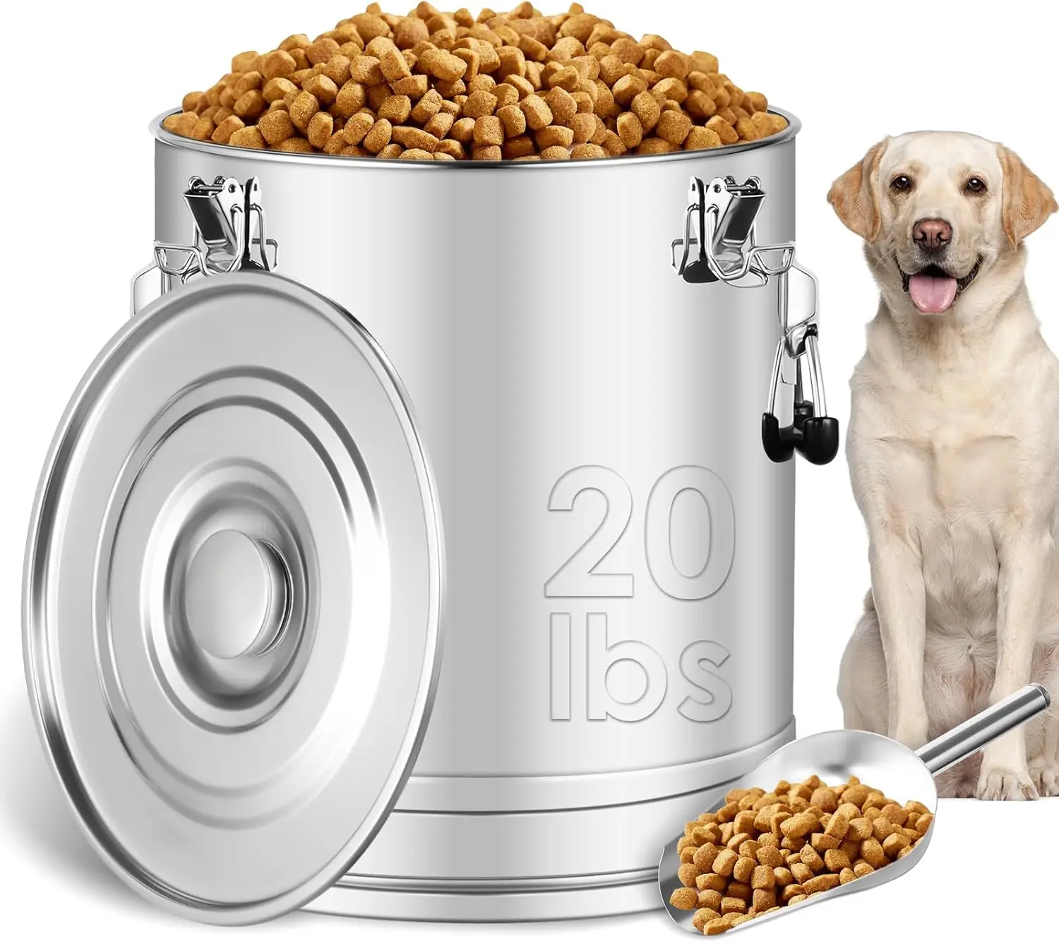 Airtight 304 Stainless Steel Pet Food Storage Container, 20-25 lbs, with Scoop
Airtight 304 Stainless Steel Pet Food Storage Container, 20-25 lbs, with Scoop