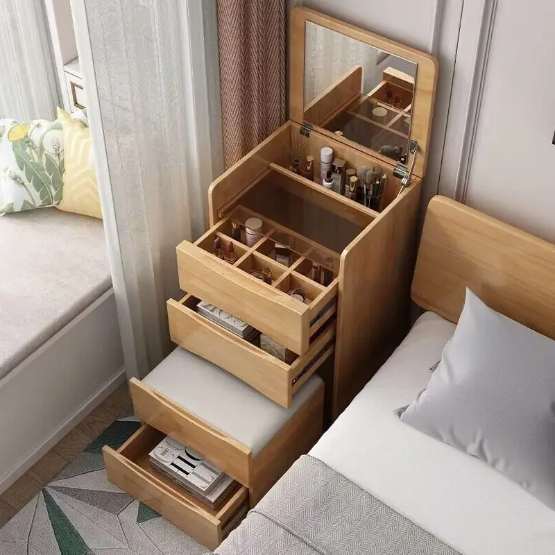 Dressing Table Solid Wood Small Bedroom Vintage Simple Small Apartment Mini Flip Dresser Bedside Storage Cabinet Makeup Table
Dressing Table Solid Wood Small Bedroom Vintage Simple Small Apartment Mini Flip Dresser Bedside Storage Cabinet Makeup Table