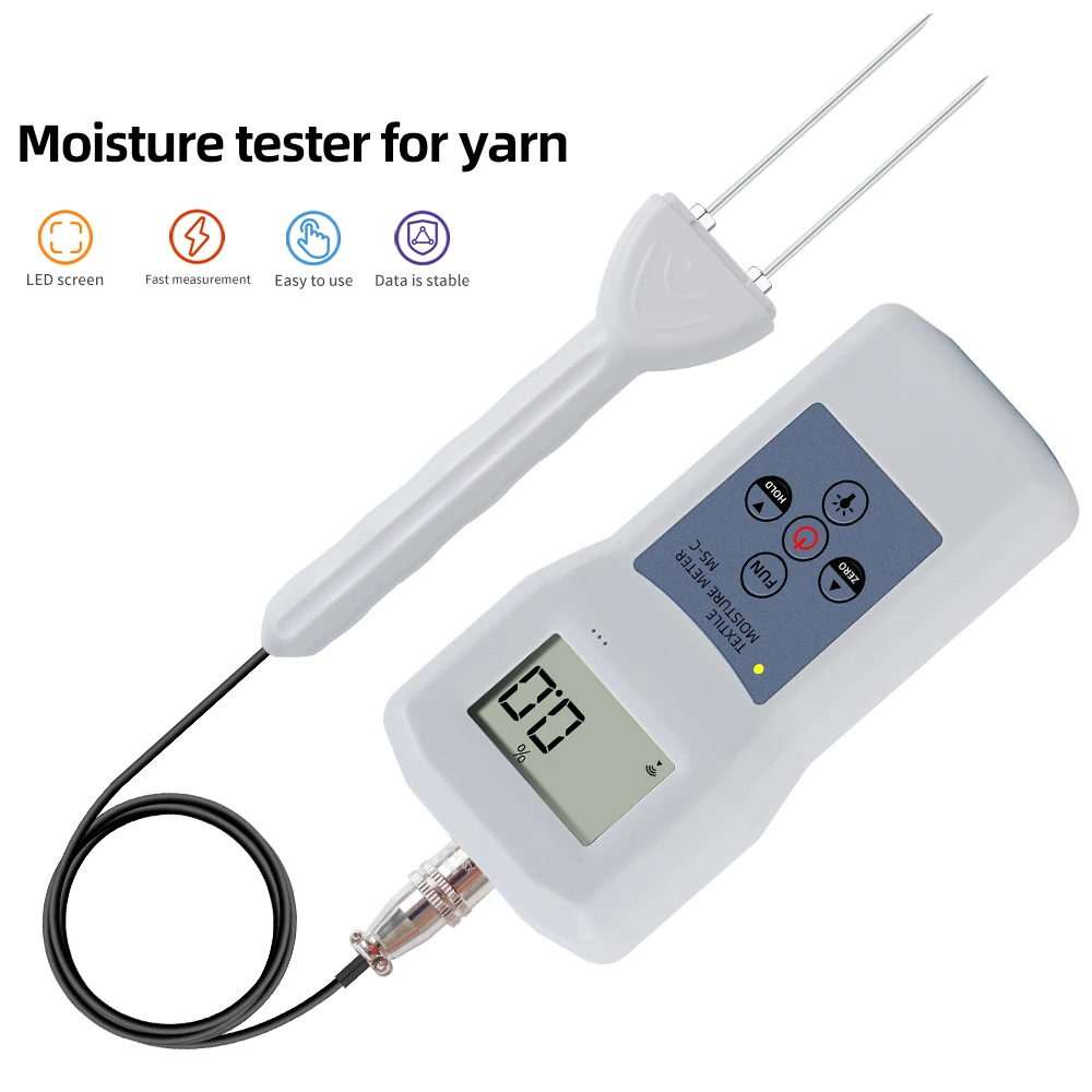 Textile Moisture Meter MS-C LCD Display For Cotton Wool-Spinning Spindle Cheese Towel Silk Moisture Meter Tester With Probe
Textile Moisture Meter MS-C LCD Display For Cotton Wool-Spinning Spindle Cheese Towel Silk Moisture Meter Tester With Probe