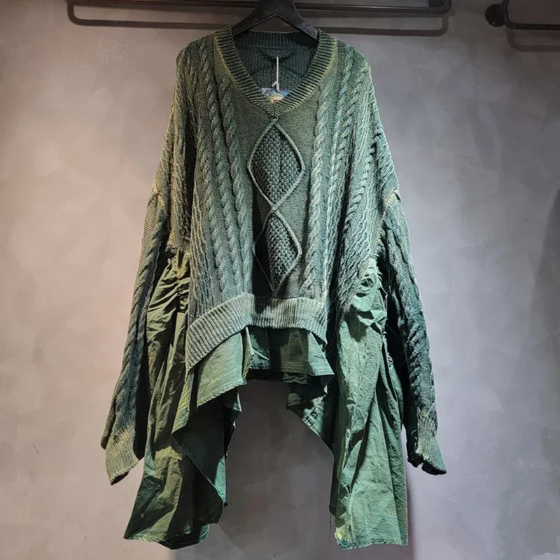 Vintage Fashion Women's Spliced Ruffled Edge Loose Knit Sweater 2024 Autumn Trendy V-neck Long Sleeve Tops Female
Vintage Fashion Women's Spliced Ruffled Edge Loose Knit Sweater 2024 Autumn Trendy V-neck Long Sleeve Tops Female
