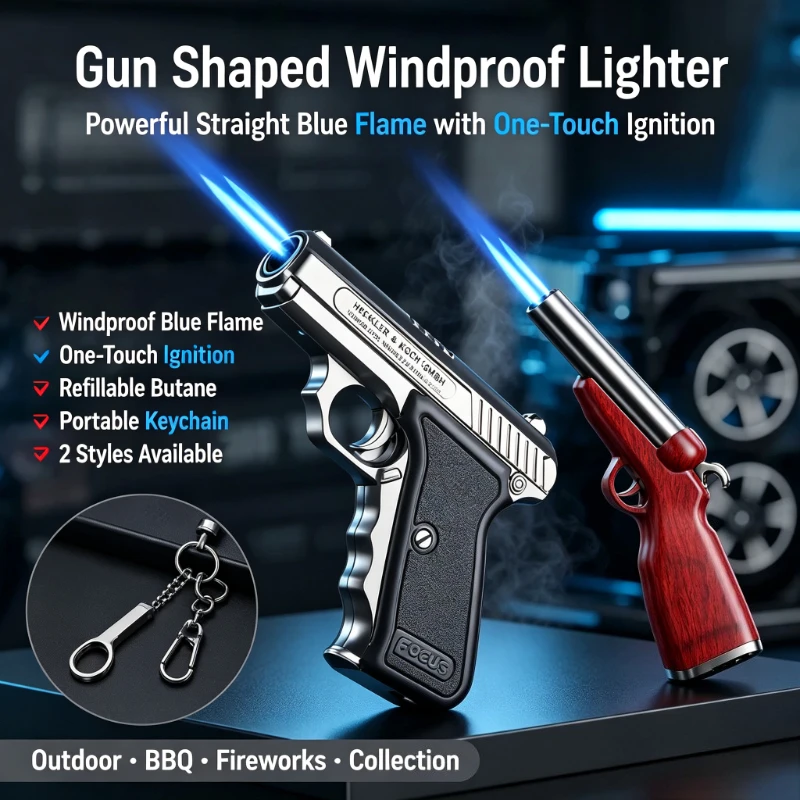 New Collectible Mini Gun Replica Lighter Windproof Blue Jet Flame Metal Butane Refillable for Gun Enthusiasts Collectors Tool
New Collectible Mini Gun Replica Lighter Windproof Blue Jet Flame Metal Butane Refillable for Gun Enthusiasts Collectors Tool