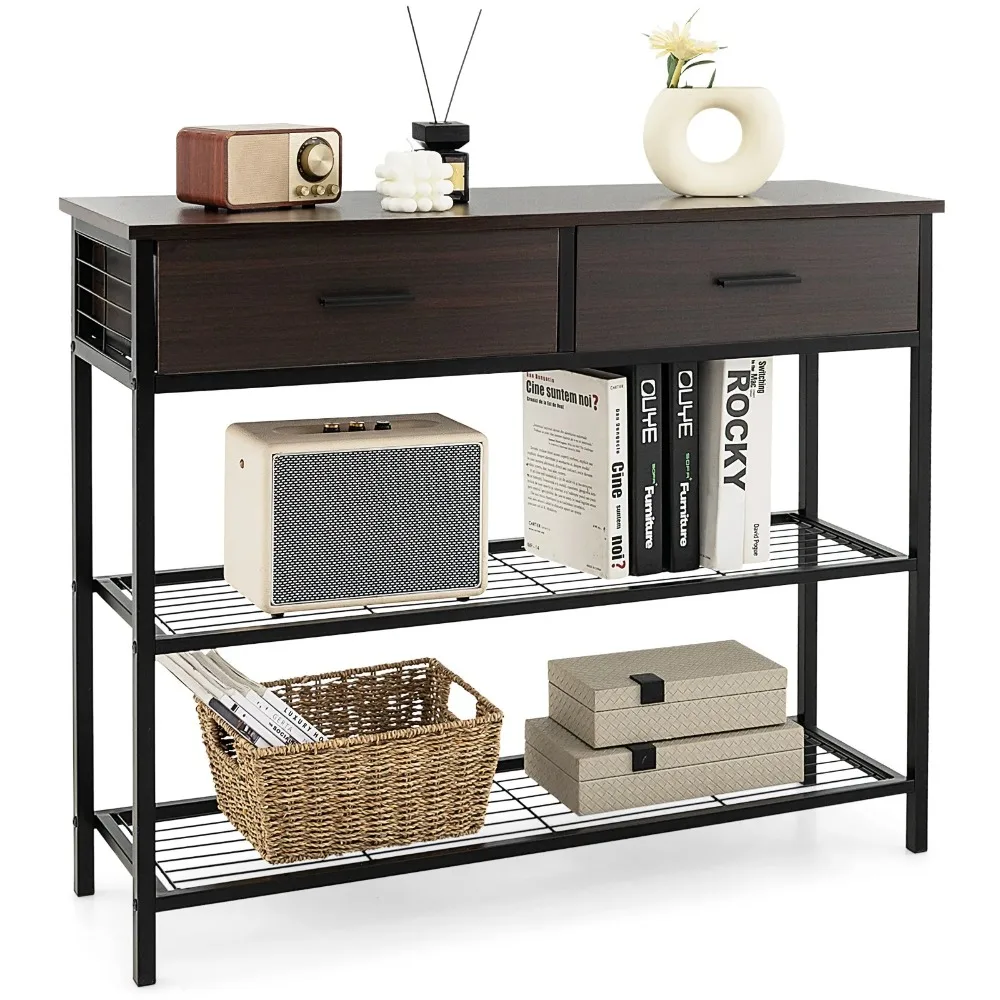 Console Entryway Sofa Table w/ 2 Drawers for Entrance Living Room Black Walnut
Console Entryway Sofa Table w/ 2 Drawers for Entrance Living Room Black Walnut