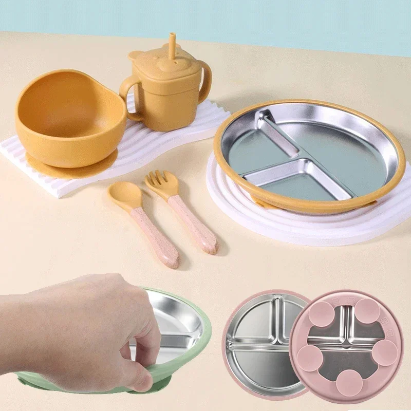 304 Stainless Steel New Kids Tableware - Divided Plate with Silicone Suction Base for Baby Training Tableware Kids Feeding Bowls
304 Stainless Steel New Kids Tableware - Divided Plate with Silicone Suction Base for Baby Training Tableware Kids Feeding Bowls