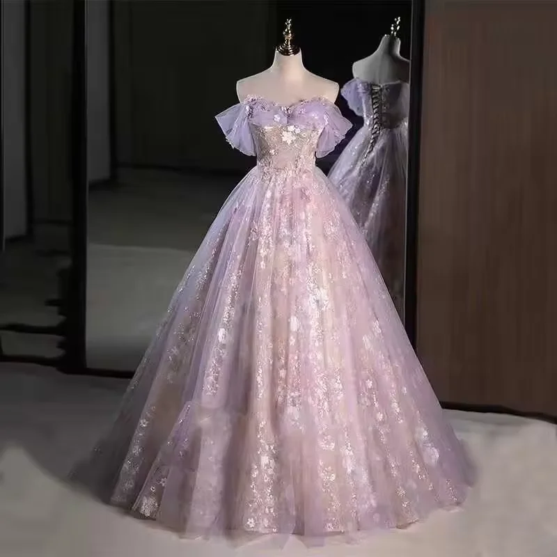 Sweetheart Princess Ball Dress Off Shoulder Short Sleeve 3D Printed Lace Graduation Dress A-line Evening Party Gowns Customized
Sweetheart Princess Ball Dress Off Shoulder Short Sleeve 3D Printed Lace Graduation Dress A-line Evening Party Gowns Customized