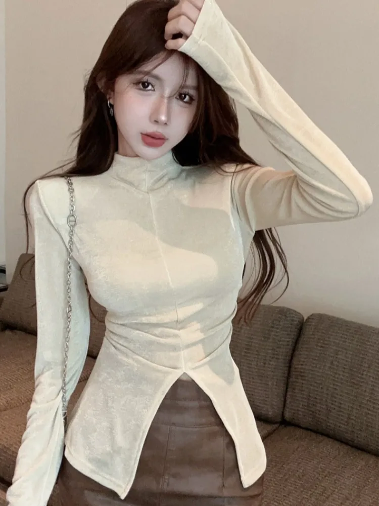 Slim Fit Long Sleeve T-Shirt High Collar Asymmetrical Slit Base Layer Top for Autumn Season French Style plus Size Women's Fa...
Slim Fit Long Sleeve T-Shirt High Collar Asymmetrical Slit Base Layer Top for Autumn Season French Style plus Size Women's Fa...