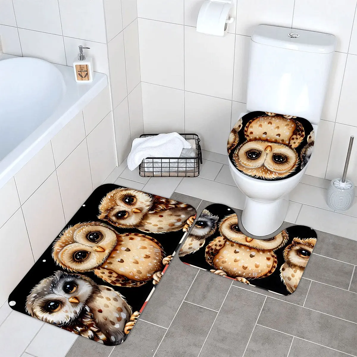 3pcs Cute Owl Bathroom Rug Set Non-Slip U-Shaped Mat and Toilet Lid Cover Animal Theme Home Decor Washable Indoor Floor Mats
3pcs Cute Owl Bathroom Rug Set Non-Slip U-Shaped Mat and Toilet Lid Cover Animal Theme Home Decor Washable Indoor Floor Mats
