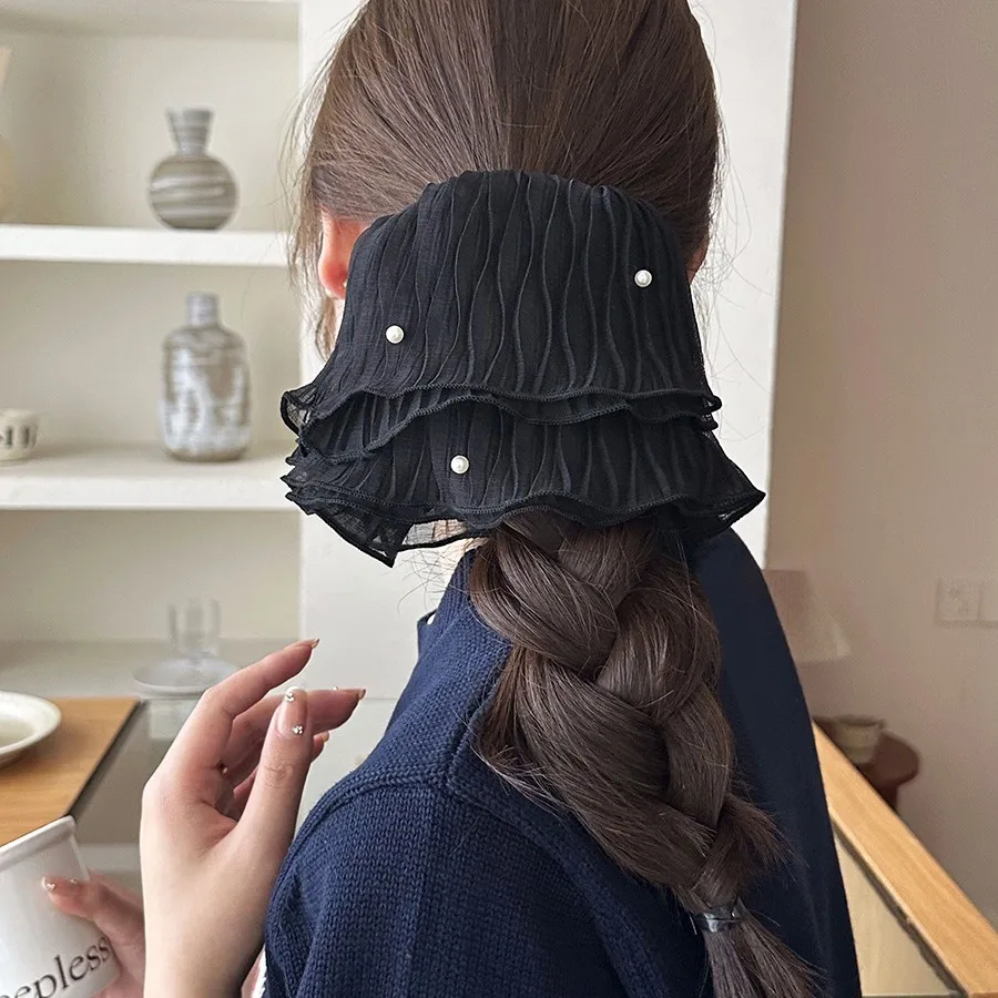 Premium Beaded Lace Scrunchie Ruffle Design Gentle Elastic Hair Rope for Low Bun Ponytail Daily Festival
Premium Beaded Lace Scrunchie Ruffle Design Gentle Elastic Hair Rope for Low Bun Ponytail Daily Festival