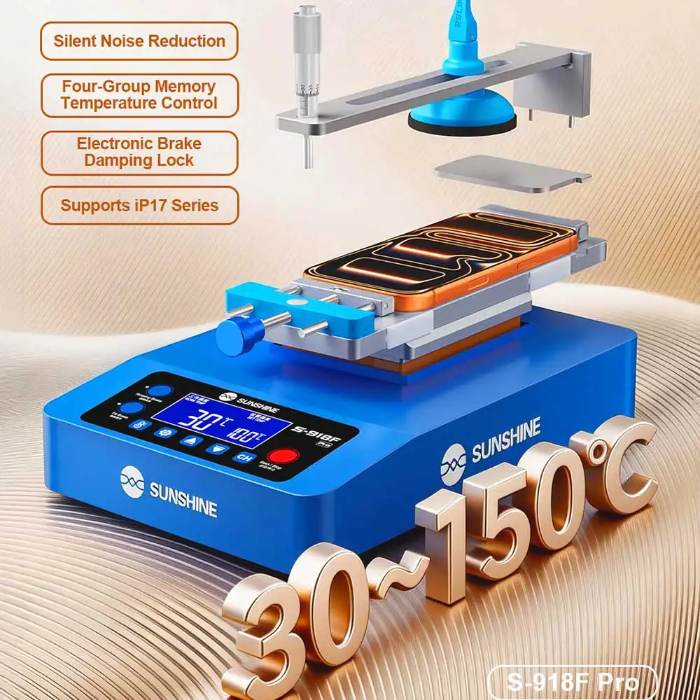 Многофункциональный светильник SUNSHINE S-918F Pro 360° ° Роторный сепаратор для ЖК-экранов мобильных телефонов: для прямых и изогнутых дисплеев, удаление клея, разборка рамок
Многофункциональный светильник SUNSHINE S-918F Pro 360° ° Роторный сепаратор для ЖК-экранов мобильных телефонов: для прямых и изогнутых дисплеев, удаление клея, разборка рамок