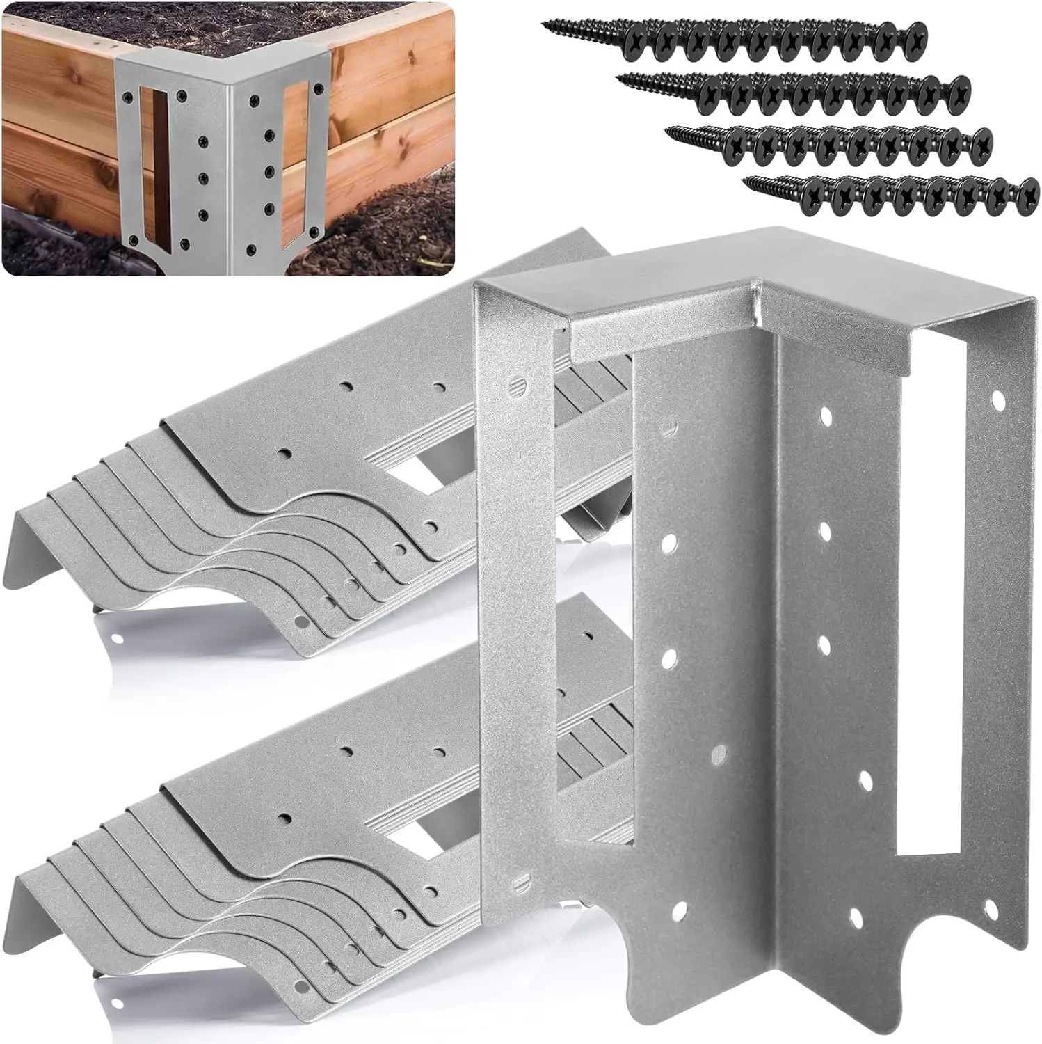 12 Pack Raised Garden Bed Corner Brackets with Securing Lip Fits Lumber up to 2" x 12" Metal Garden Corner Bracket for W
12 Pack Raised Garden Bed Corner Brackets with Securing Lip Fits Lumber up to 2" x 12" Metal Garden Corner Bracket for W