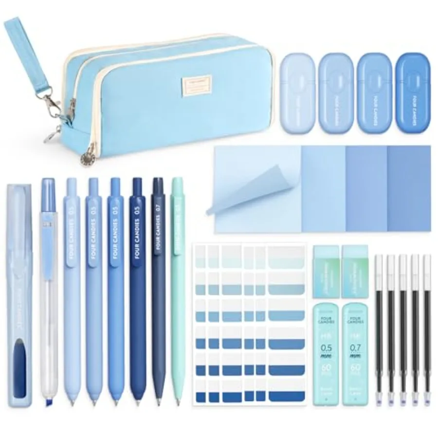 School Supplies, Gel Pens with Black Ink, Correction Tapes, Pastel Highlighters, Mechanical Pencils, Sticky Notes, Index Post f
School Supplies, Gel Pens with Black Ink, Correction Tapes, Pastel Highlighters, Mechanical Pencils, Sticky Notes, Index Post f