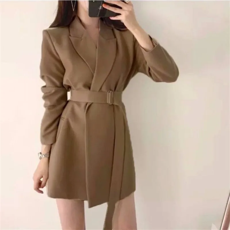 Solid Suit Coats for Women New Korean Street Fashion Add A Belt Women's Jacket Spring Autumn Loose Leisure Women Coat 2024
Solid Suit Coats for Women New Korean Street Fashion Add A Belt Women's Jacket Spring Autumn Loose Leisure Women Coat 2024