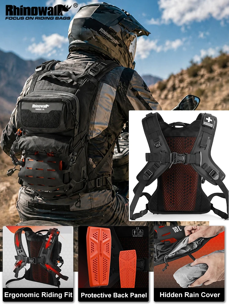Rhinowalk Motorcycle Riding Backpack 10L Waterproof Cycling Bag with Back Protector Hydration Pack MOLLE Rain Cover for ADV 2026
Rhinowalk Motorcycle Riding Backpack 10L Waterproof Cycling Bag with Back Protector Hydration Pack MOLLE Rain Cover for ADV 2026