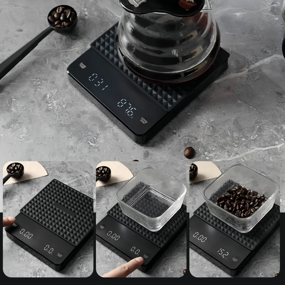 High-precision Electronic Coffee Scale with Waterproof Pad LED Display USB Timing Professional Home Coffee Accessories 3kg/5kg
High-precision Electronic Coffee Scale with Waterproof Pad LED Display USB Timing Professional Home Coffee Accessories 3kg/5kg