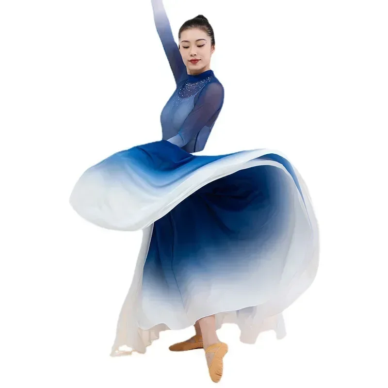 Classical Chiffon Dress Double-layer Practice Skirt Dance Costume for Women with A Gradually Changing Ethereal 540° Large Skirt
Classical Chiffon Dress Double-layer Practice Skirt Dance Costume for Women with A Gradually Changing Ethereal 540° Large Skirt