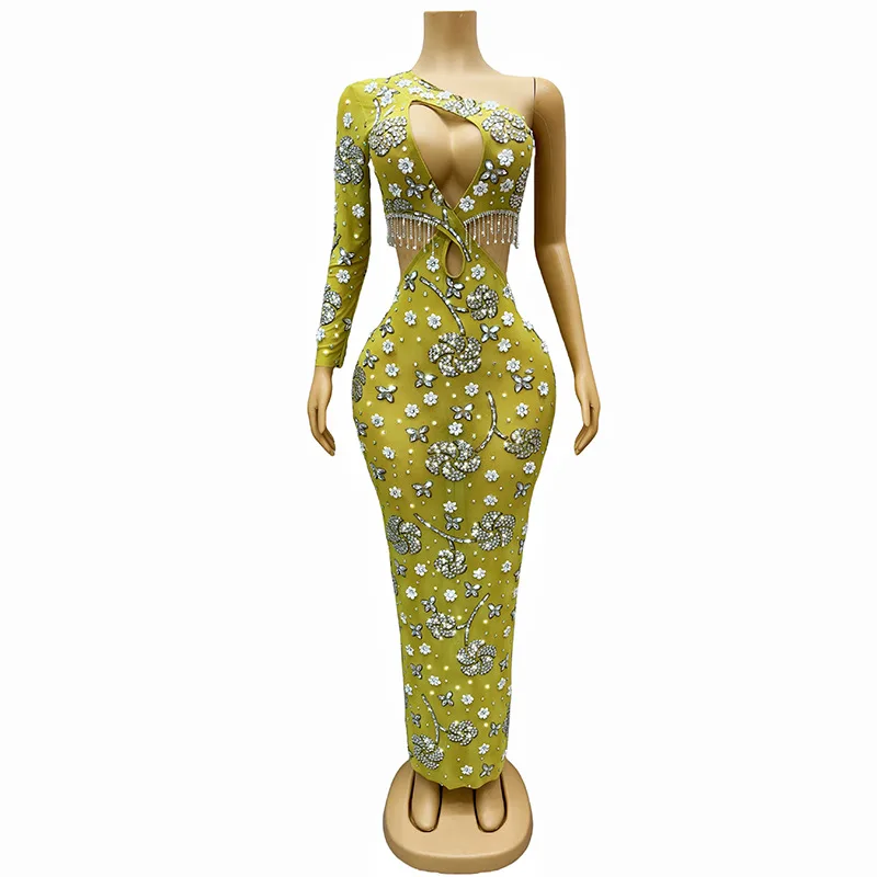 Summer Shoulder Long Sleeves Sexy Temperament Evening Dress Waist Design Sense Singer Performance Clothes Star Red Carpet 스팽글드레스
Summer Shoulder Long Sleeves Sexy Temperament Evening Dress Waist Design Sense Singer Performance Clothes Star Red Carpet 스팽글드레스