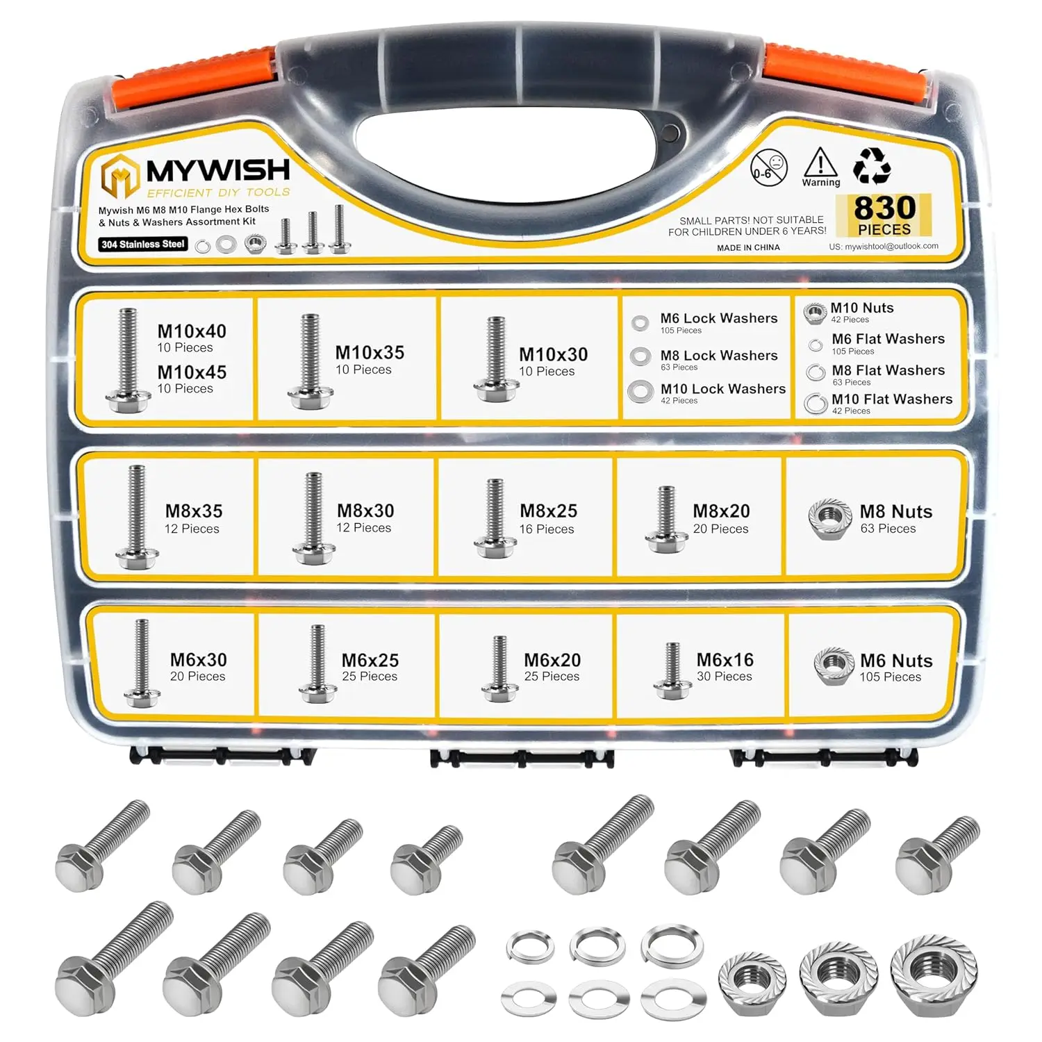 830Pcs M6 M8 M10 Flange Metric Bolt Assortment, 304 Stainless Steel Hex Bolts with Nuts & Washers, Metric Screw Kit for
830Pcs M6 M8 M10 Flange Metric Bolt Assortment, 304 Stainless Steel Hex Bolts with Nuts & Washers, Metric Screw Kit for