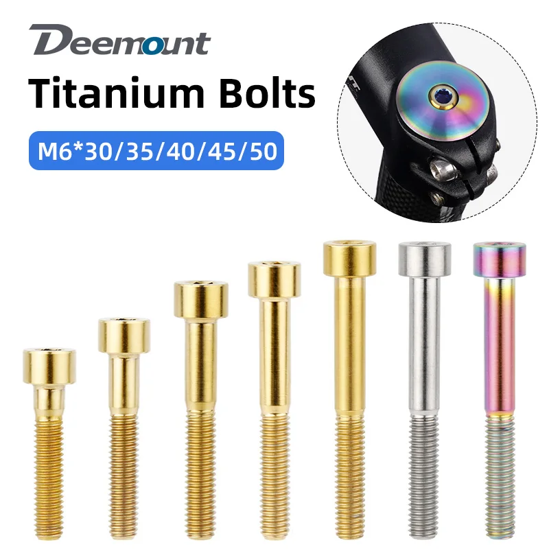 Deemount M6*30/35/40/45/50mm Titanium Bicycle Headset Bolt CNC Cut Road Bike mtb Ultralight Stem Fastening Screw Cycling Part 
Deemount M6*30/35/40/45/50mm Titanium Bicycle Headset Bolt CNC Cut Road Bike mtb Ultralight Stem Fastening Screw Cycling Part