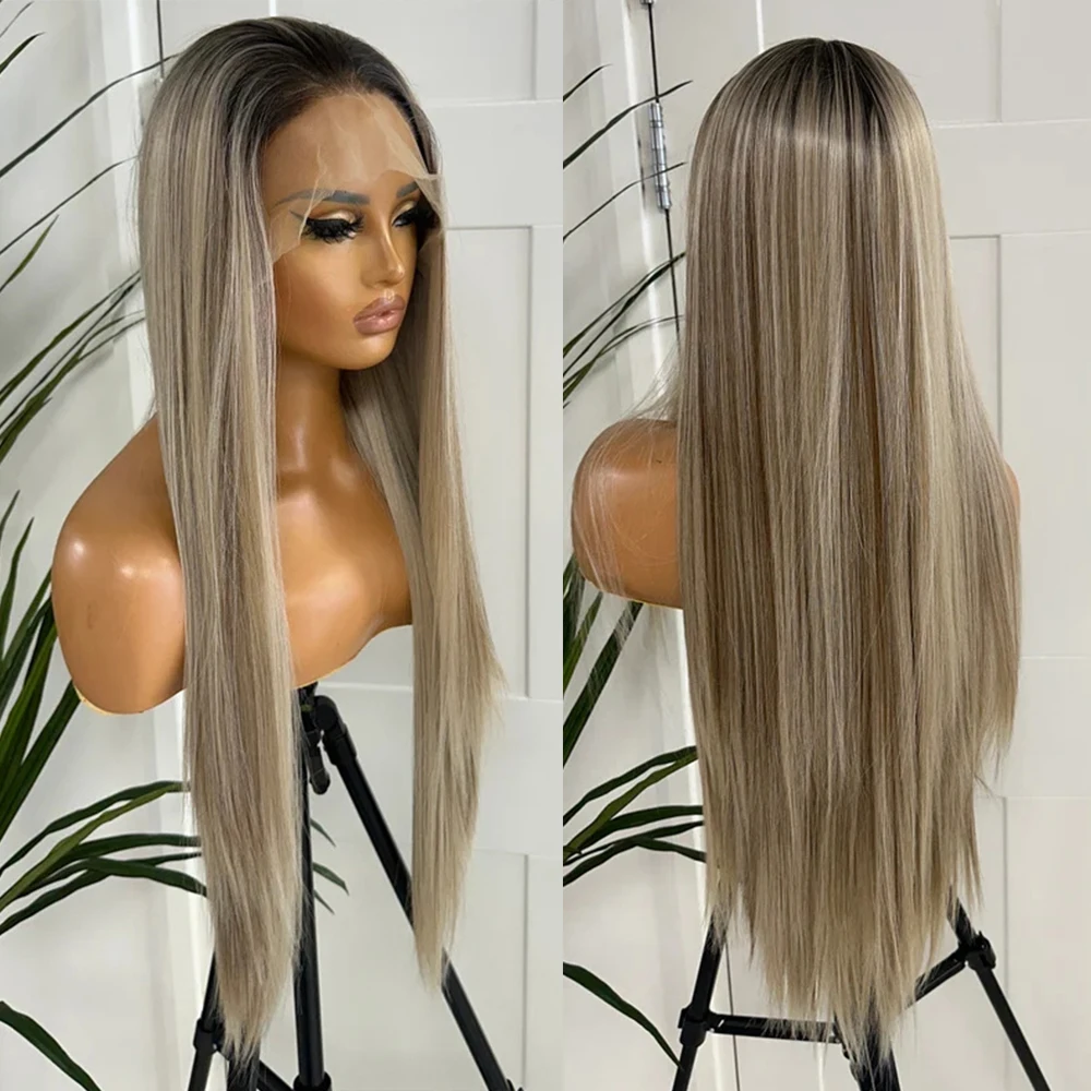 Luxury Heat Safe Synthetic Straight Wig Ash BLonde Brown Highlights Lace Frontal Wig Multiple Parting Realistic Women Gifts Wig
Luxury Heat Safe Synthetic Straight Wig Ash BLonde Brown Highlights Lace Frontal Wig Multiple Parting Realistic Women Gifts Wig