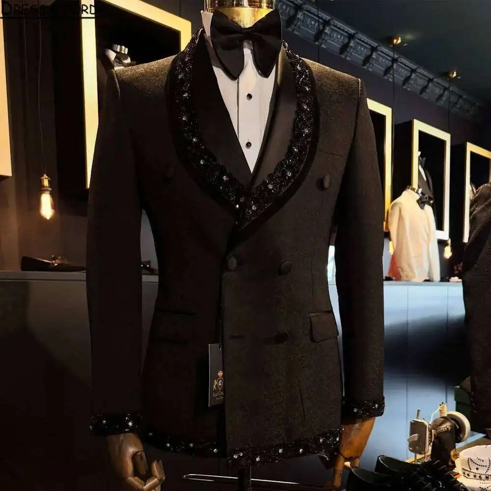 Customized Slim Fit Mens 2 Piece Double Breasted Suit Luxury High Quality Diamond Ornament Tuxedos For Business Wedding Groom
Customized Slim Fit Mens 2 Piece Double Breasted Suit Luxury High Quality Diamond Ornament Tuxedos For Business Wedding Groom