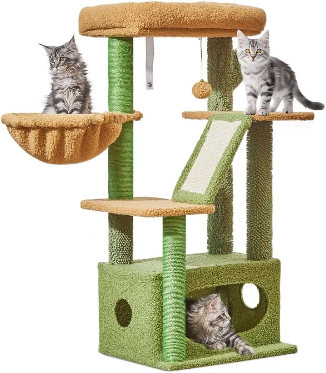 38.5-Inch Cat Tower for Indoor Cats with Adjustable Baskets and Luxurious Perch, Cactus Design
38.5-Inch Cat Tower for Indoor Cats with Adjustable Baskets and Luxurious Perch, Cactus Design