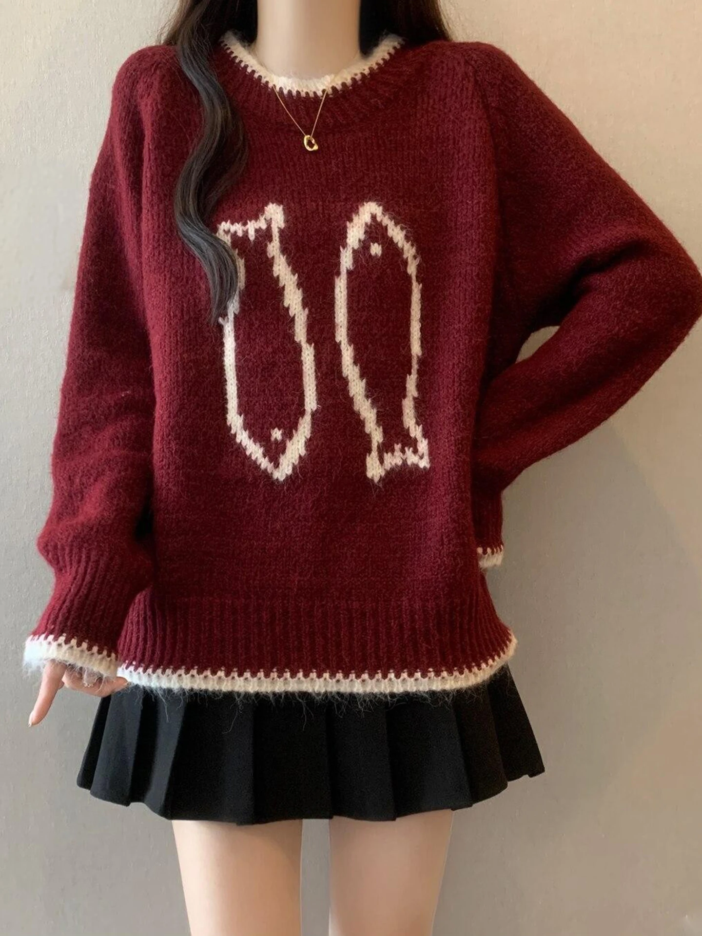 Soft Cozy Fi Knitted Sweater Red Women's Autumn Winter Large Size Lazy Sle Design Anti-Aging Top Korean Sle Commute
Soft Cozy Fi Knitted Sweater Red Women's Autumn Winter Large Size Lazy Sle Design Anti-Aging Top Korean Sle Commute